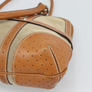 GUCCI Sherry Line Hand Bag Canvas Beige Silver 114887 Auth 188315-15