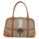 GUCCI Sherry Line Hand Bag Canvas Beige Silver 114887 Auth 188315-13