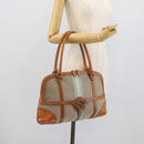 GUCCI Sherry Line Hand Bag Canvas Beige Silver 114887 Auth 188315-21