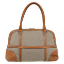 GUCCI Sherry Line Hand Bag Canvas Beige Silver 114887 Auth 188315-2