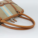 GUCCI Sherry Line Hand Bag Canvas Beige Silver 114887 Auth 188315-7