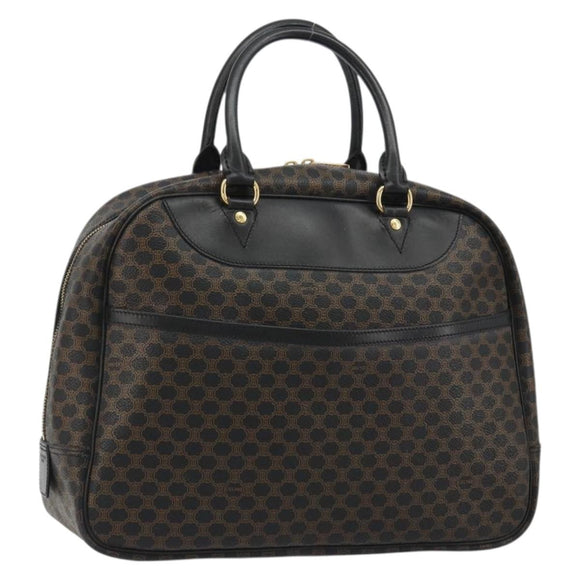 CELINE Macadam Canvas Hand Bag PVC Leather Black Gold Auth 188316V
