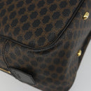 CELINE Macadam Canvas Hand Bag PVC Leather Black Gold Auth 188316V-11