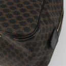 CELINE Macadam Canvas Hand Bag PVC Leather Black Gold Auth 188316V-12