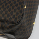 CELINE Macadam Canvas Hand Bag PVC Leather Black Gold Auth 188316V-13