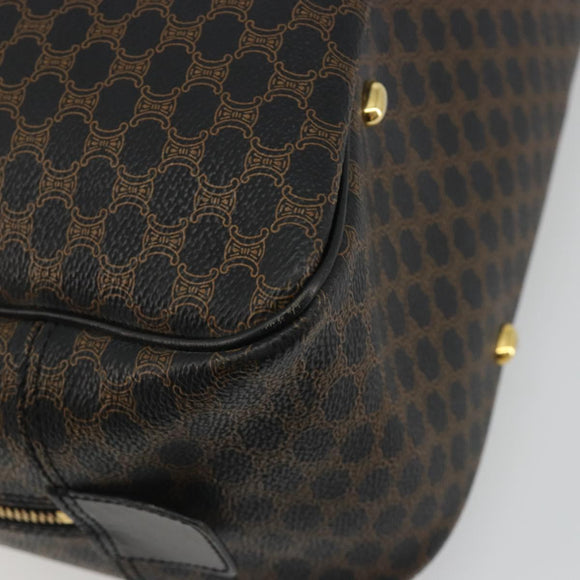 CELINE Macadam Canvas Hand Bag PVC Leather Black Gold Auth 188316V