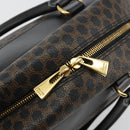 CELINE Macadam Canvas Hand Bag PVC Leather Black Gold Auth 188316V-14