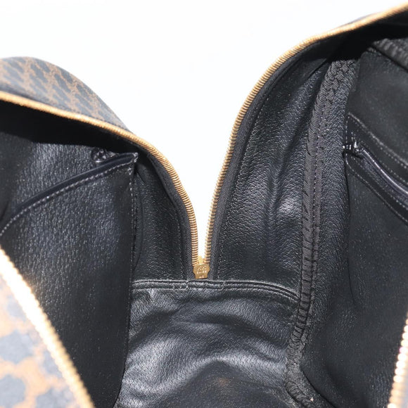 CELINE Macadam Canvas Hand Bag PVC Leather Black Gold Auth 188316V