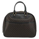 CELINE Macadam Canvas Hand Bag PVC Leather Black Gold Auth 188316V-2