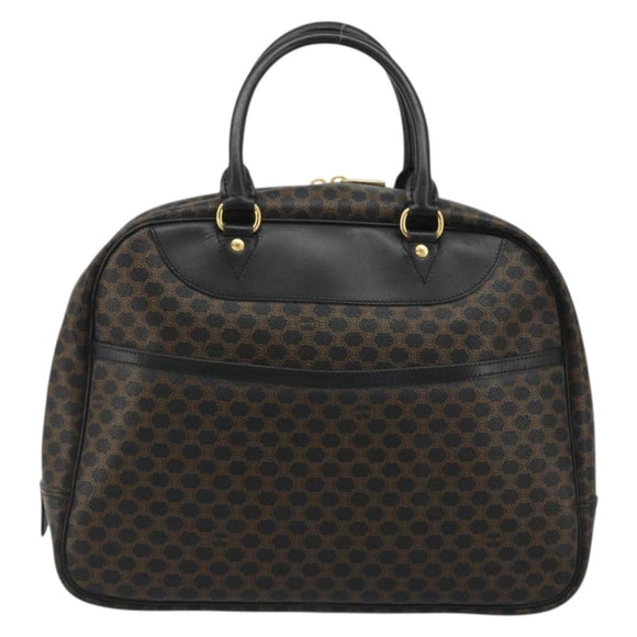 CELINE Macadam Canvas Hand Bag PVC Leather Black Gold Auth 188316V