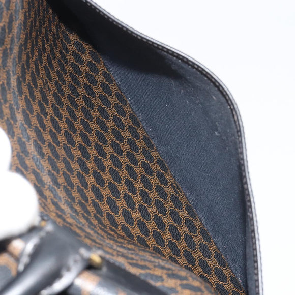 CELINE Macadam Canvas Hand Bag PVC Leather Black Gold Auth 188316V