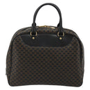 CELINE Macadam Canvas Hand Bag PVC Leather Black Gold Auth 188316V-3