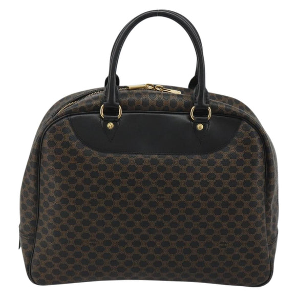 CELINE Macadam Canvas Hand Bag PVC Leather Black Gold Auth 188316V
