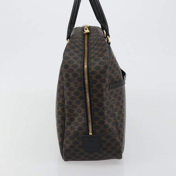 CELINE Macadam Canvas Hand Bag PVC Leather Black Gold Auth 188316V