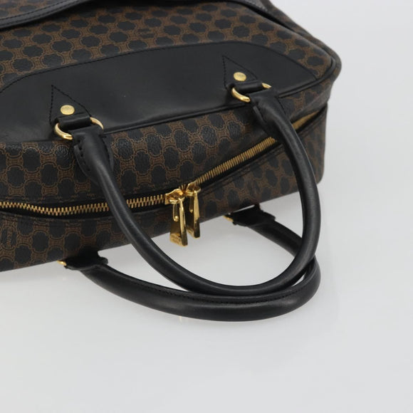 CELINE Macadam Canvas Hand Bag PVC Leather Black Gold Auth 188316V