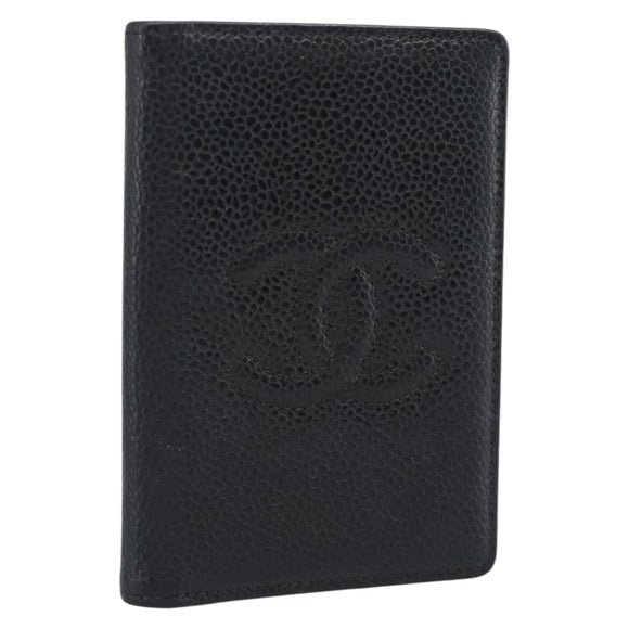 CHANEL Card Case Caviar Skin Black CC Auth 188321M