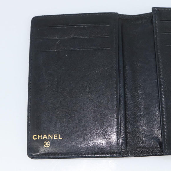 CHANEL Card Case Caviar Skin Black CC Auth 188321M