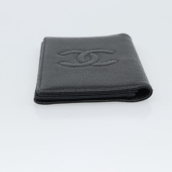 CHANEL Card Case Caviar Skin Black CC Auth 188321M