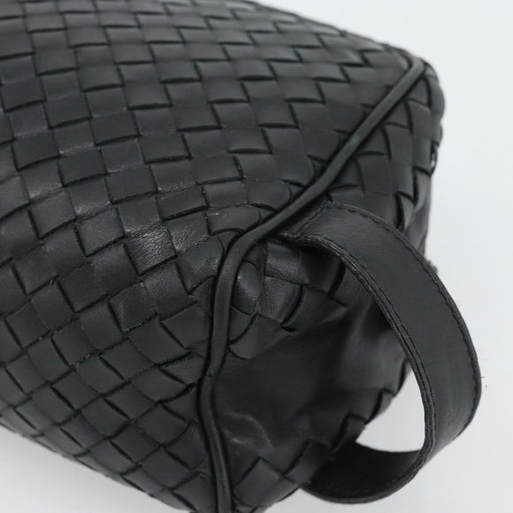 BOTTEGA VENETA INTRECCIATO Clutch Bag Leather Black Auth 188323A