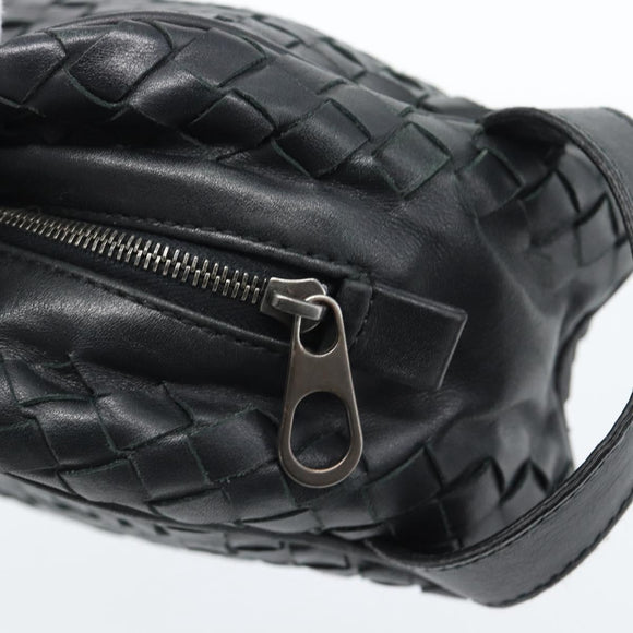 BOTTEGA VENETA INTRECCIATO Clutch Bag Leather Black Auth 188323A