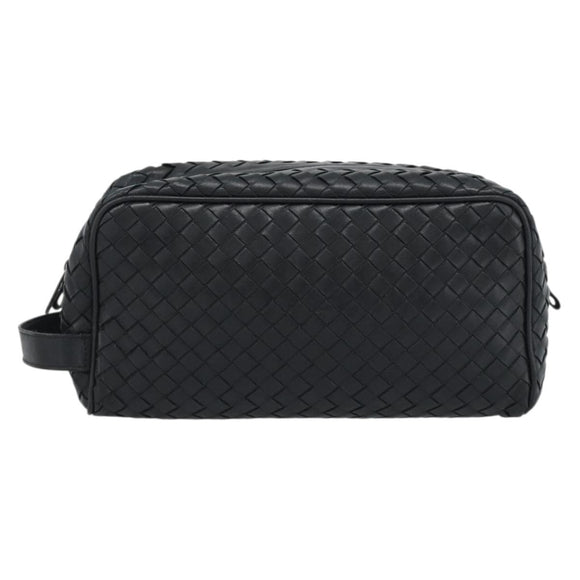 BOTTEGA VENETA INTRECCIATO Clutch Bag Leather Black Auth 188323A