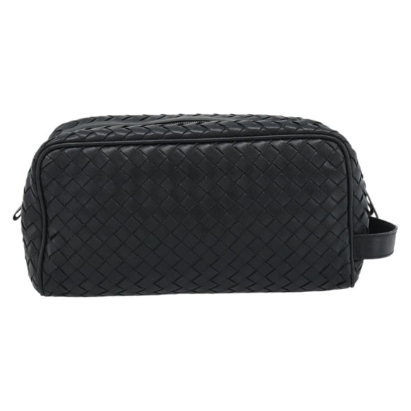 BOTTEGA VENETA INTRECCIATO Clutch Bag Leather Black Auth 188323A
