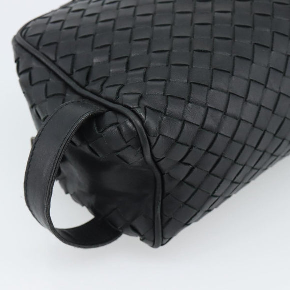 BOTTEGA VENETA INTRECCIATO Clutch Bag Leather Black Auth 188323A
