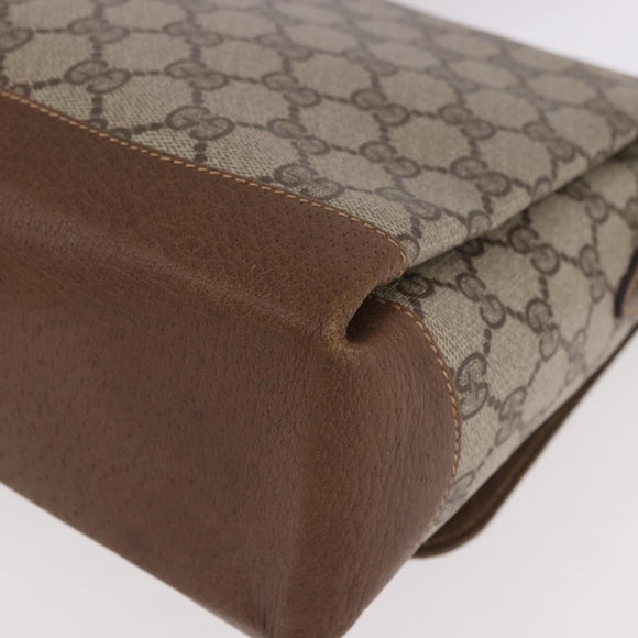 GUCCI GG Supreme Shoulder Bag PVC Beige Gold Auth 188325