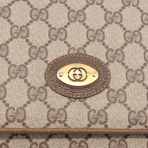 GUCCI GG Supreme Shoulder Bag PVC Beige Gold Auth 188325