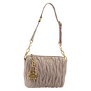 Miu Miu Matelasse Hand Bag Lamb Skin Pink Gold Auth 188328A-1