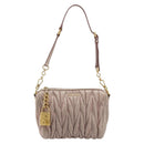 Miu Miu Matelasse Hand Bag Lamb Skin Pink Gold Auth 188328A-13