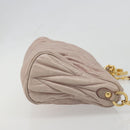 Miu Miu Matelasse Hand Bag Lamb Skin Pink Gold Auth 188328A-3