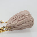 Miu Miu Matelasse Hand Bag Lamb Skin Pink Gold Auth 188328A-4