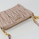 Miu Miu Matelasse Hand Bag Lamb Skin Pink Gold Auth 188328A-6