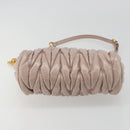 Miu Miu Matelasse Hand Bag Lamb Skin Pink Gold Auth 188328A-5