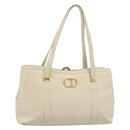 Christian Dior Hand Bag Leather Beige Gold Auth 188329-1