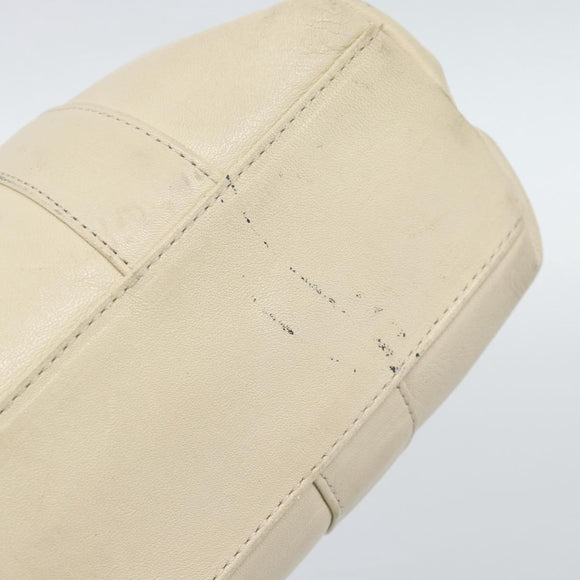 Christian Dior Hand Bag Leather Beige Gold Auth 188329