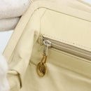 Christian Dior Hand Bag Leather Beige Gold Auth 188329-21