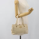 Christian Dior Hand Bag Leather Beige Gold Auth 188329-24