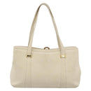 Christian Dior Hand Bag Leather Beige Gold Auth 188329-2