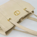 Christian Dior Hand Bag Leather Beige Gold Auth 188329-6