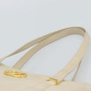Christian Dior Hand Bag Leather Beige Gold Auth 188329-14