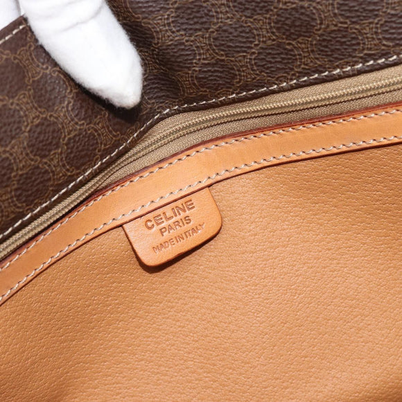 CELINE Macadam Canvas Tote Bag PVC Leather Brown gold Auth 188332A