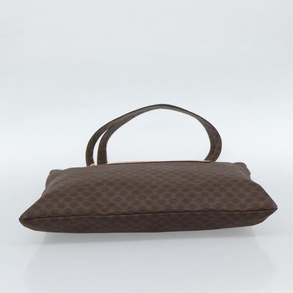 CELINE Macadam Canvas Tote Bag PVC Leather Brown gold Auth 188332A