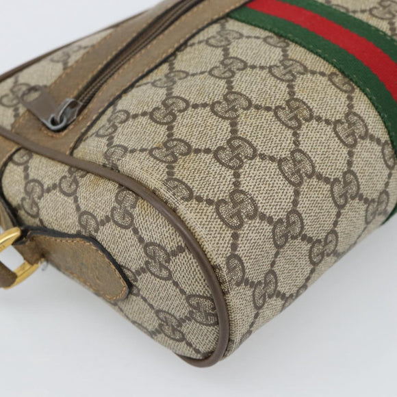 GUCCI GG Supreme Shoulder Bag PVC Beige Auth 188336