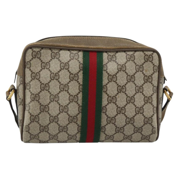 GUCCI GG Supreme Shoulder Bag PVC Beige Auth 188336