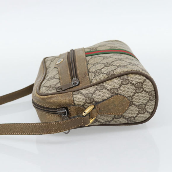 GUCCI GG Supreme Shoulder Bag PVC Beige Auth 188336