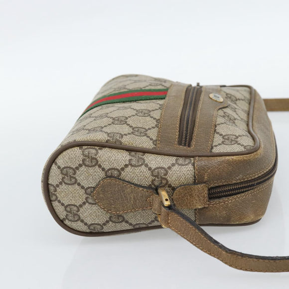 GUCCI GG Supreme Shoulder Bag PVC Beige Auth 188336