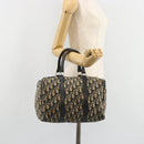 Christian Dior Trotter Canvas Boston Bag Navy Silver Auth 188337-22