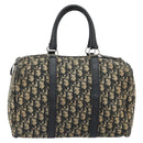 Christian Dior Trotter Canvas Boston Bag Navy Silver Auth 188337-2